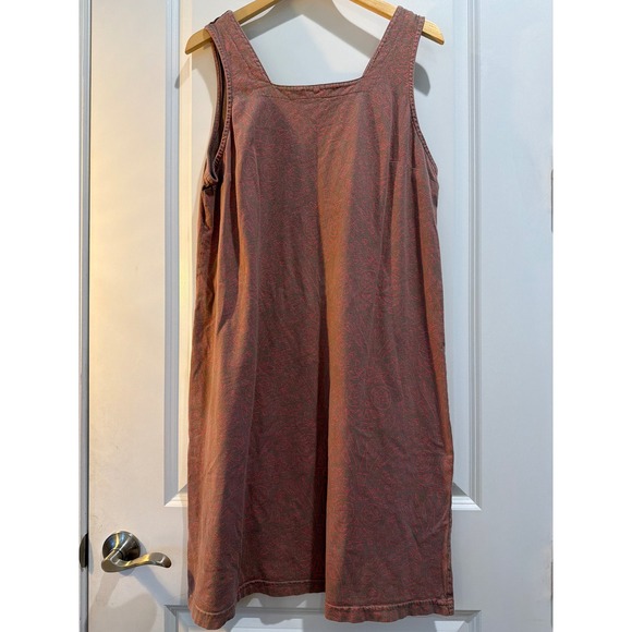 fresh produce Dresses & Skirts - Fresh Produce Women XL Brown Pink Paisley Cotton Square Neck Midi Dress USA Made